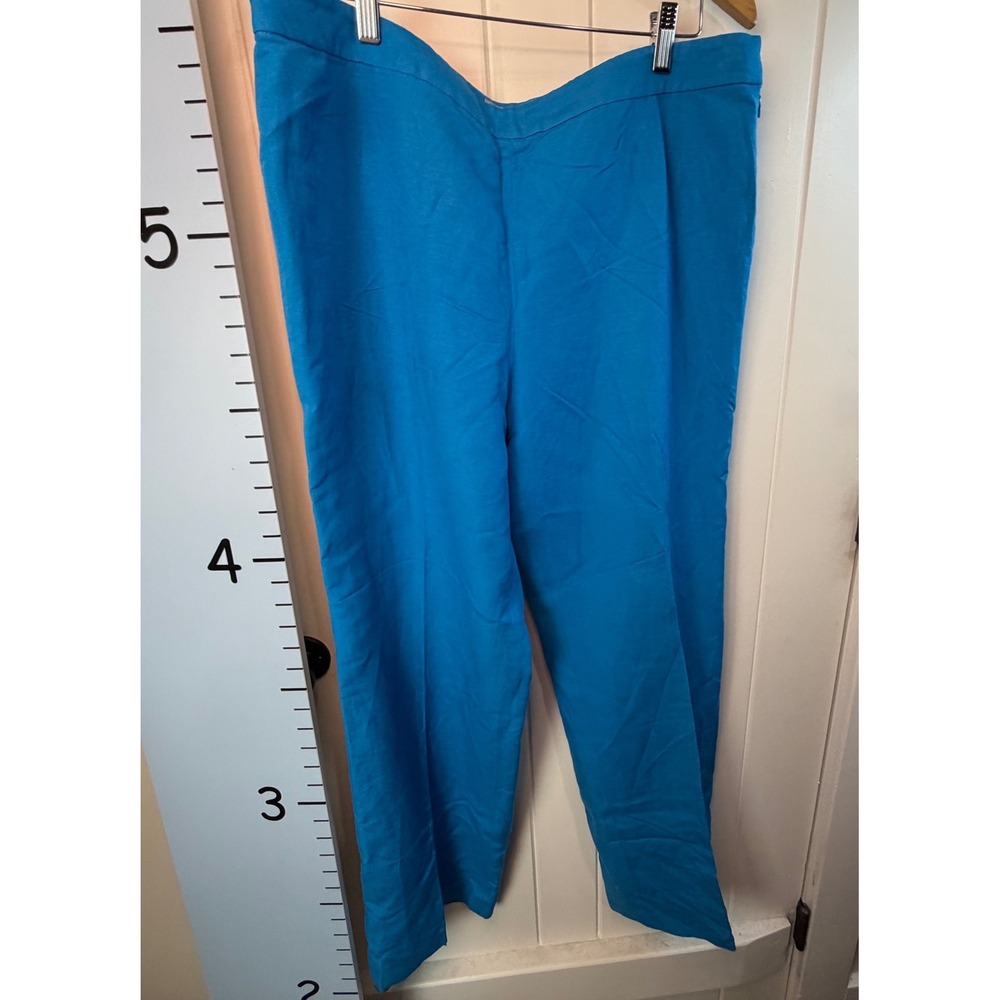 Kasper Separates Blue Linen Pants Women's 16 Casual Preppy Office Geek